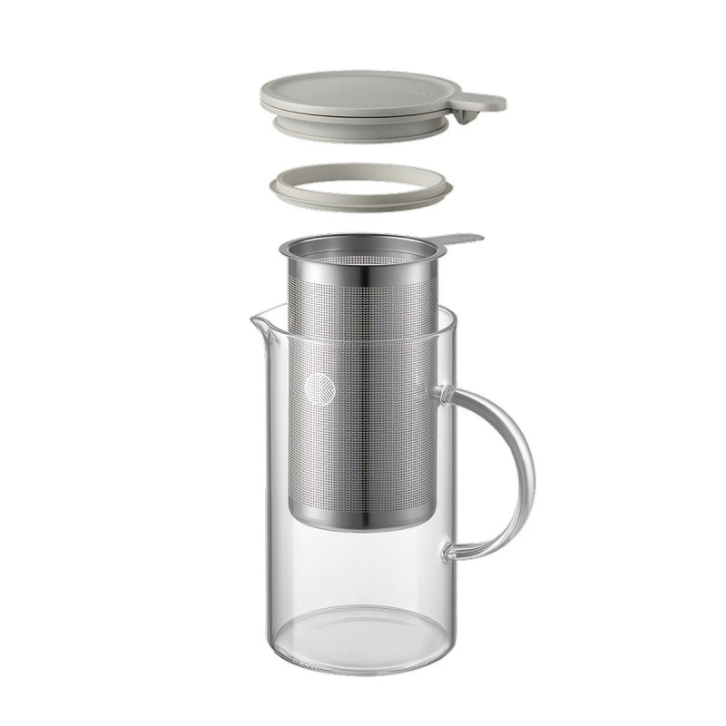 Ceainic cu infuzor BUYDEEM CD2002, 800 ml, Otel inoxidabil, Design elegant, Gri