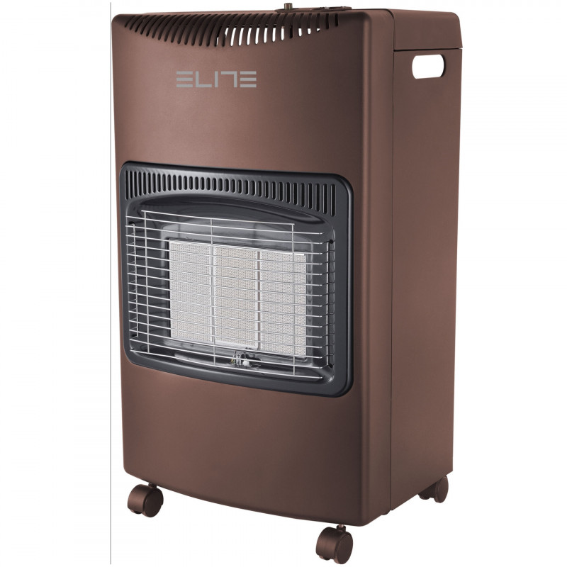 ELITE EGH-1403 sobă pe gaz pentru încălzire, 4,2 kW, 35 m2, 3 kPa, infraroșu, aprindere piezoelectrică, senzor ODS, protecție la căderea/înclinarea/stingerea flăcării, maro