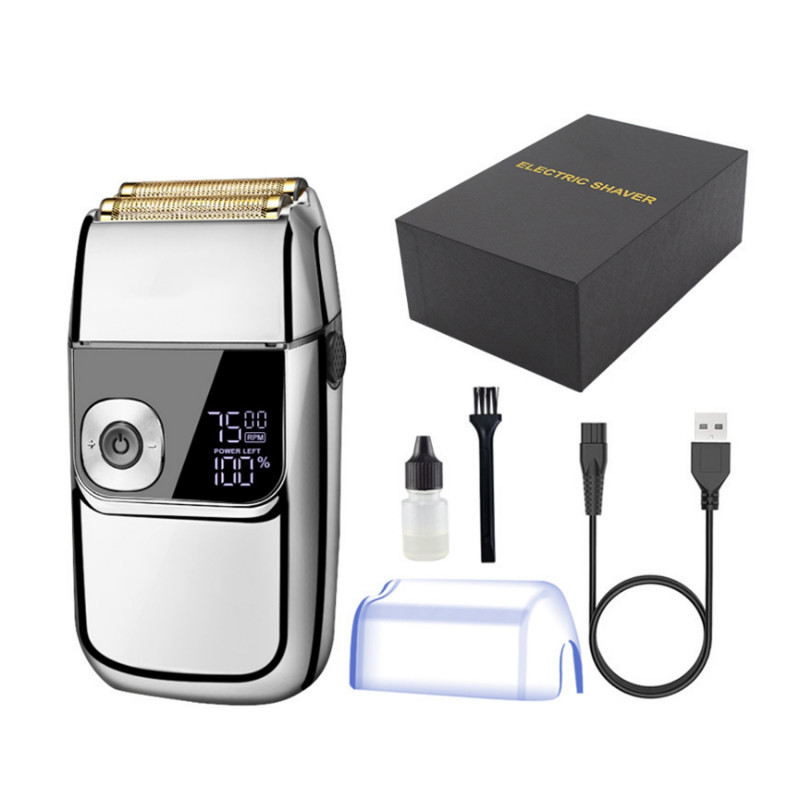 Aparat de ras Oliver Voltz OV51814C, 5W, LCD, IPX4, 1400mAh, Autonomie până la 2h, 3 viteze, USB, Inox