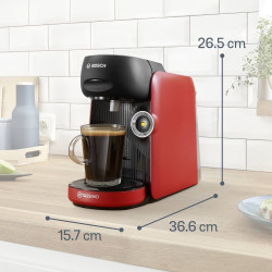 Espressor Bosch Tassimo Finesse TAS16B3, 1400W, 3.3 bar, 0.7 litri, Autocuratare, T-Discs, Intellibrew, 70 bauturi, Rosu