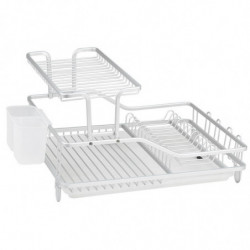 Uscător de vase Luigi Ferrero FR-5535AL-T, 2 niveluri, 46x35x27 cm, Picioare antiderapante, Tavă de scurgere, Alb