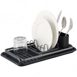 Uscător de vase Luigi Ferrero FR-3821A, 42x23x12 cm, Picioare antiderapante, Tavă de scurgere, Negru/gri