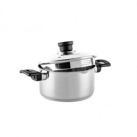 Cratiță Luigi Ferrero Sophia FR-3402, 18x10 cm, 2.3 l, Oțel 18/10, Capac din sticlă, Inducție, Inox