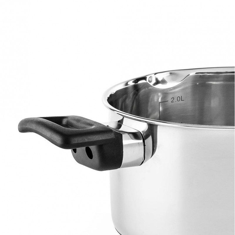 Cratiță Luigi Ferrero Sophia FR-3402, 18x10 cm, 2.3 l, Oțel 18/10, Capac din sticlă, Inducție, Inox