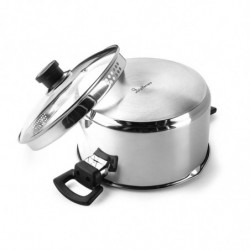 Cratiță Luigi Ferrero Sophia FR-3402, 18x10 cm, 2.3 l, Oțel 18/10, Capac din sticlă, Inducție, Inox