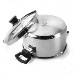 Cratiță Luigi Ferrero Sophia FR-3403, 20x11 cm, 3.2 l, Oțel 18/10, Capac din sticlă, Inducție, Inox