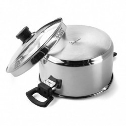 Cratiță Luigi Ferrero Sophia FR-3404, 22x12 cm, 4.2 l, Oțel 18/10, Capac din sticlă, Inducție, Inox