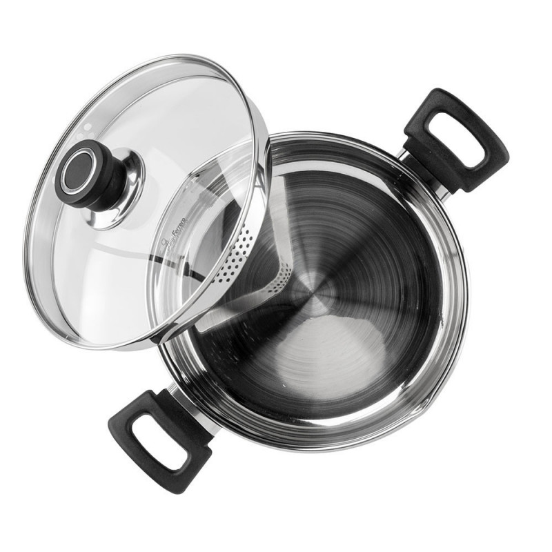 Cratiță Luigi Ferrero Sophia FR-3404, 22x12 cm, 4.2 l, Oțel 18/10, Capac din sticlă, Inducție, Inox