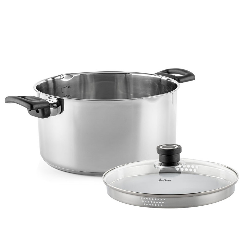 Cratiță Luigi Ferrero Sophia FR-3405, 24x13 cm, 5.4 l, Oțel 18/10, Capac din sticlă, Inducție, Inox