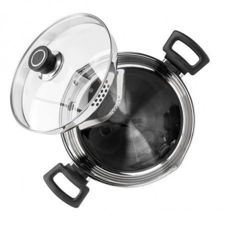 Cratiță Luigi Ferrero Sophia FR-3405, 24x13 cm, 5.4 l, Oțel 18/10, Capac din sticlă, Inducție, Inox