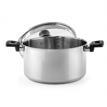 Cratiță Luigi Ferrero Sophia FR-3406, 26x14 cm, 7 l, Oțel 18/10, Capac din sticlă, Inducție, Inox