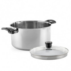 Cratiță Luigi Ferrero Sophia FR-3406, 26x14 cm, 7 l, Oțel 18/10, Capac din sticlă, Inducție, Inox