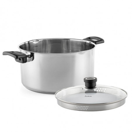 Cratiță Luigi Ferrero Sophia FR-3406, 26x14 cm, 7 l, Oțel 18/10, Capac din sticlă, Inducție, Inox