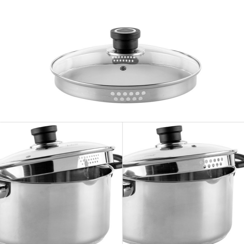 Cratiță Luigi Ferrero Sophia FR-3406, 26x14 cm, 7 l, Oțel 18/10, Capac din sticlă, Inducție, Inox