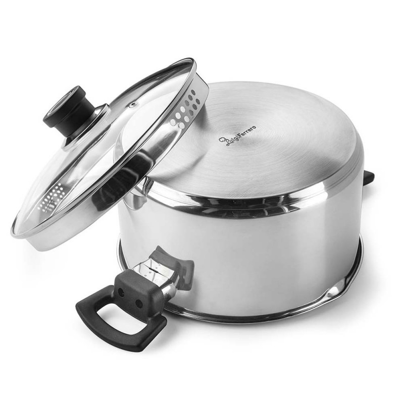 Cratiță Luigi Ferrero Sophia FR-3406, 26x14 cm, 7 l, Oțel 18/10, Capac din sticlă, Inducție, Inox