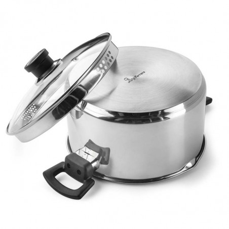 Cratiță Luigi Ferrero Sophia FR-3406, 26x14 cm, 7 l, Oțel 18/10, Capac din sticlă, Inducție, Inox