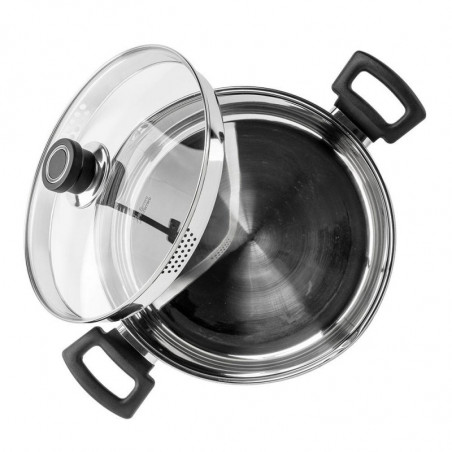 Cratiță Luigi Ferrero Sophia FR-3406, 26x14 cm, 7 l, Oțel 18/10, Capac din sticlă, Inducție, Inox