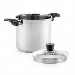 Cratiță adâncă Luigi Ferrero Sophia FR-3407, 20x18 cm, 5.6 l, Oțel 18/10, Capac din sticlă cu gaură pentru abur, Inducție, Inox