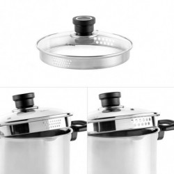 Cratiță adâncă Luigi Ferrero Sophia FR-3407, 20x18 cm, 5.6 l, Oțel 18/10, Capac din sticlă cu gaură pentru abur, Inducție, Inox