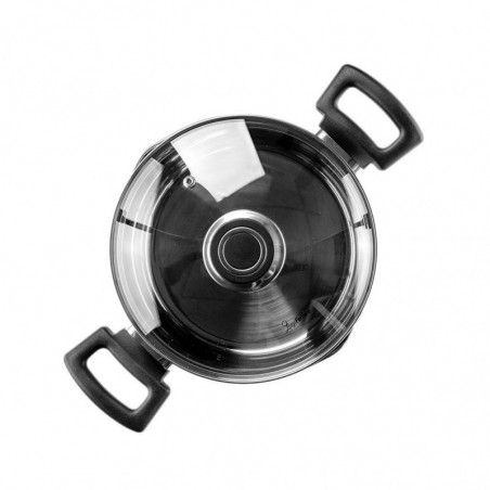 Cratiță adâncă Luigi Ferrero Sophia FR-3407, 20x18 cm, 5.6 l, Oțel 18/10, Capac din sticlă cu gaură pentru abur, Inducție, Inox