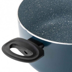 Cratiță Luigi Ferrero Prima FR-2244, 22x9.5 cm, 3.1 l, Acoperire neaderentă din marmură, Capac din sticlă cu gaură pentru abur, Inducție, Albastru închis