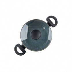 Cratiță Luigi Ferrero Prima FR-2244, 22x9.5 cm, 3.1 l, Acoperire neaderentă din marmură, Capac din sticlă cu gaură pentru abur, Inducție, Albastru închis