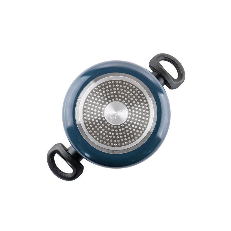 Cratiță Luigi Ferrero Prima FR-2244, 22x9.5 cm, 3.1 l, Acoperire neaderentă din marmură, Capac din sticlă cu gaură pentru abur, Inducție, Albastru închis