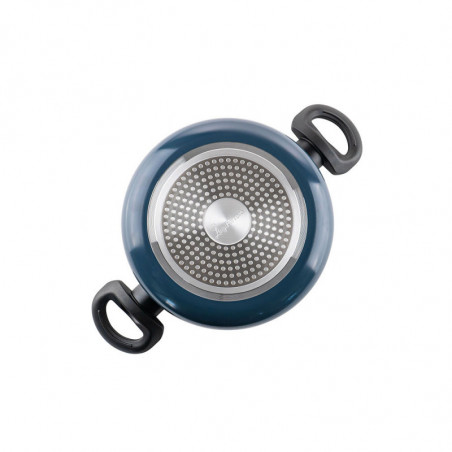 Cratiță Luigi Ferrero Prima FR-2244, 22x9.5 cm, 3.1 l, Acoperire neaderentă din marmură, Capac din sticlă cu gaură pentru abur, Inducție, Albastru închis