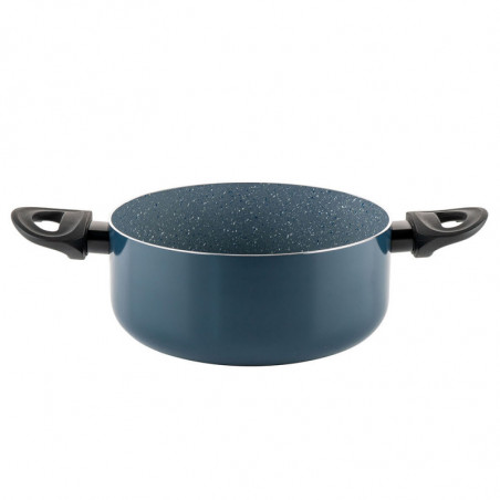 Cratiță Luigi Ferrero Prima FR-2244, 22x9.5 cm, 3.1 l, Acoperire neaderentă din marmură, Capac din sticlă cu gaură pentru abur, Inducție, Albastru închis