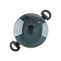 Cratiță Luigi Ferrero Prima FR-2644, 26x12 cm, 5.8 l, Acoperire neaderentă din marmură, Capac din sticlă cu orificiu pentru abur, Inducție, Albastru închis