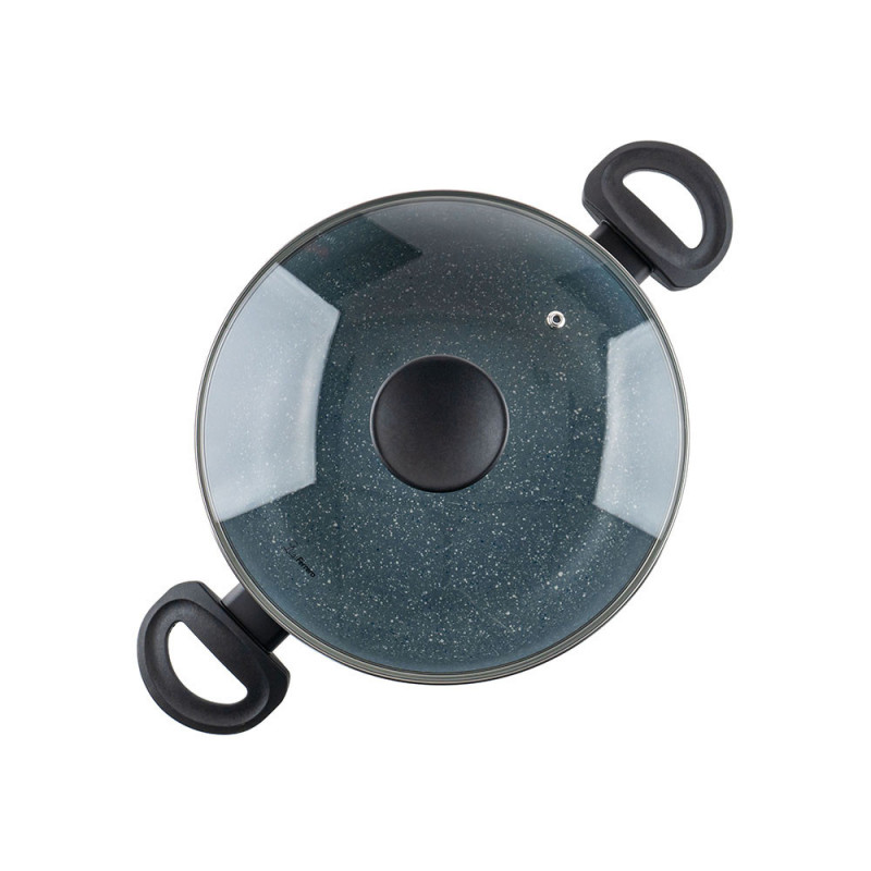 Cratiță Luigi Ferrero Prima FR-2644, 26x12 cm, 5.8 l, Acoperire neaderentă din marmură, Capac din sticlă cu orificiu pentru abur, Inducție, Albastru închis