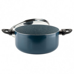 Cratiță Luigi Ferrero Prima FR-2644, 26x12 cm, 5.8 l, Acoperire neaderentă din marmură, Capac din sticlă cu orificiu pentru abur, Inducție, Albastru închis