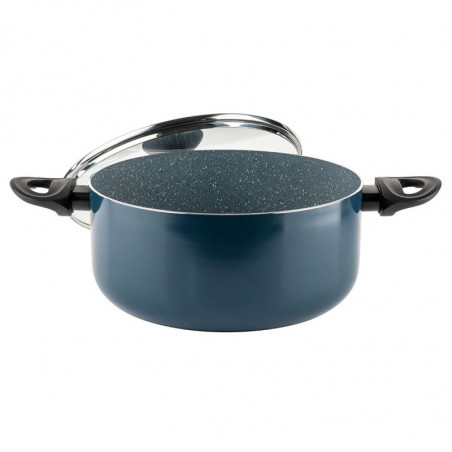 Cratiță Luigi Ferrero Prima FR-2644, 26x12 cm, 5.8 l, Acoperire neaderentă din marmură, Capac din sticlă cu orificiu pentru abur, Inducție, Albastru închis