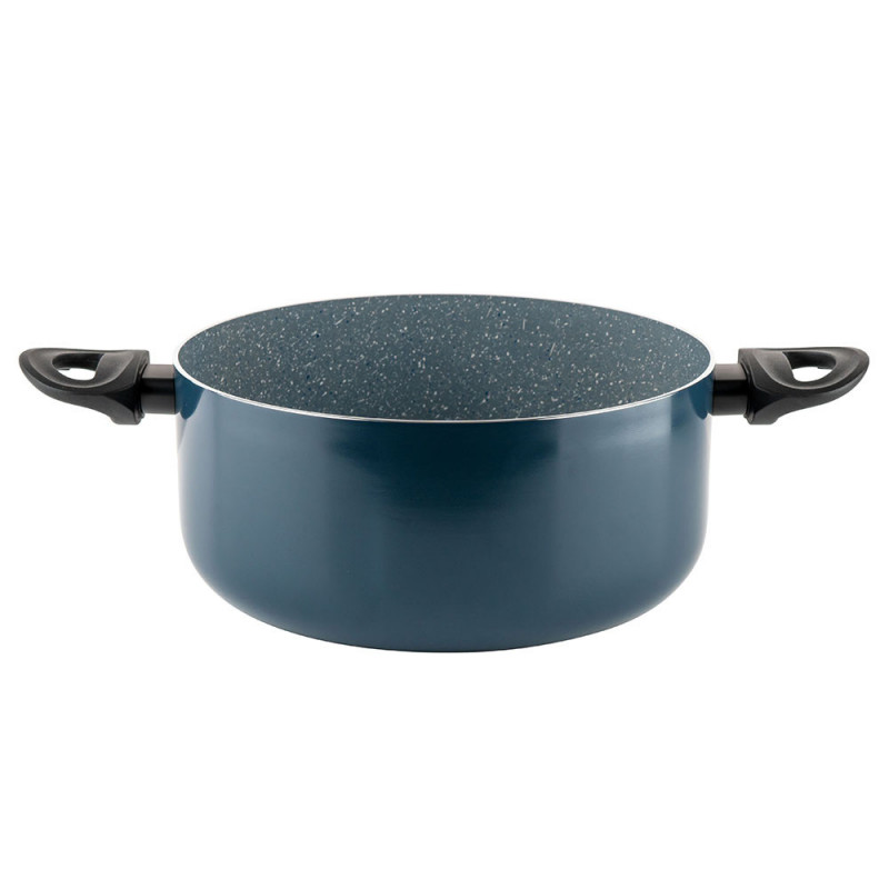 Cratiță Luigi Ferrero Prima FR-2644, 26x12 cm, 5.8 l, Acoperire neaderentă din marmură, Capac din sticlă cu orificiu pentru abur, Inducție, Albastru închis