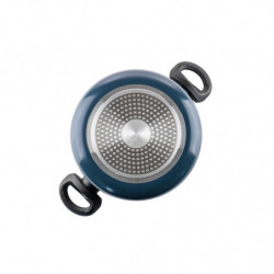 Cratiță adâncă Luigi Ferrero Prima FR-2245D, 22x13 cm, 4.5 l, Acoperire antiaderentă cu efect de marmură, Inducție, Capac din sticlă cu deschidere, Albastru închis