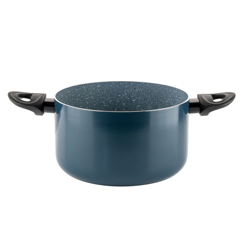 Cratiță adâncă Luigi Ferrero Prima FR-2245D, 22x13 cm, 4.5 l, Acoperire antiaderentă cu efect de marmură, Inducție, Capac din sticlă cu deschidere, Albastru închis