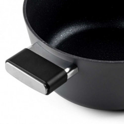 Cratiță Luigi Ferrero Regina FR-2440 24x11.5 cm, 4.3 l, Acoperire antiaderentă cu efect de marmură, Capac din sticlă cu gaură pentru abur, Negru