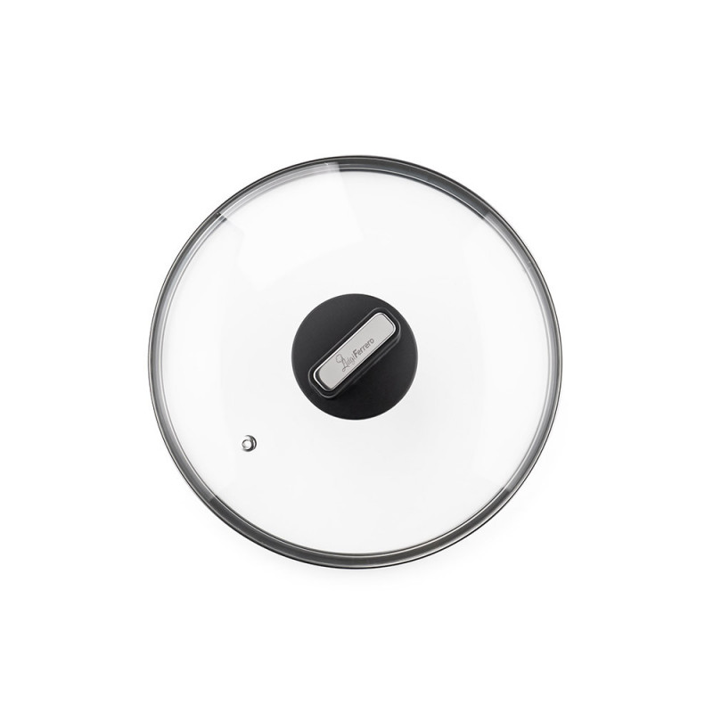 Cratiță Luigi Ferrero Regina FR-2440 24x11.5 cm, 4.3 l, Acoperire antiaderentă cu efect de marmură, Capac din sticlă cu gaură pentru abur, Negru