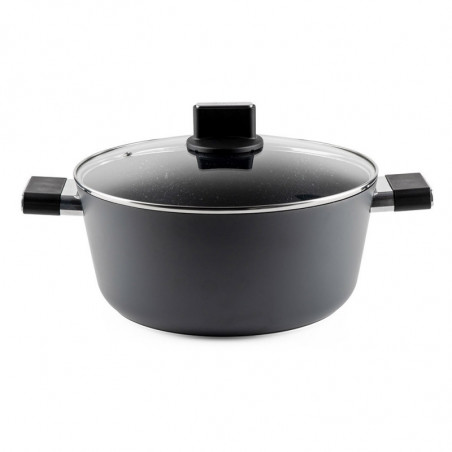 Cratiță Luigi Ferrero Regina FR-2840, 28x12.5 cm, 6.5 l, Acoperire neaderentă din marmură, Capac din sticlă cu orificiu pentru abur, Inducție, Negru