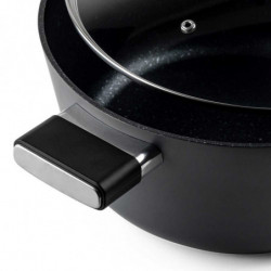 Cratiță Luigi Ferrero Regina FR-2840, 28x12.5 cm, 6.5 l, Acoperire neaderentă din marmură, Capac din sticlă cu orificiu pentru abur, Inducție, Negru