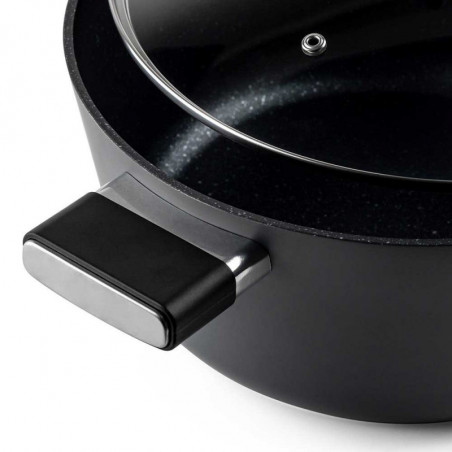 Cratiță Luigi Ferrero Regina FR-2840, 28x12.5 cm, 6.5 l, Acoperire neaderentă din marmură, Capac din sticlă cu orificiu pentru abur, Inducție, Negru