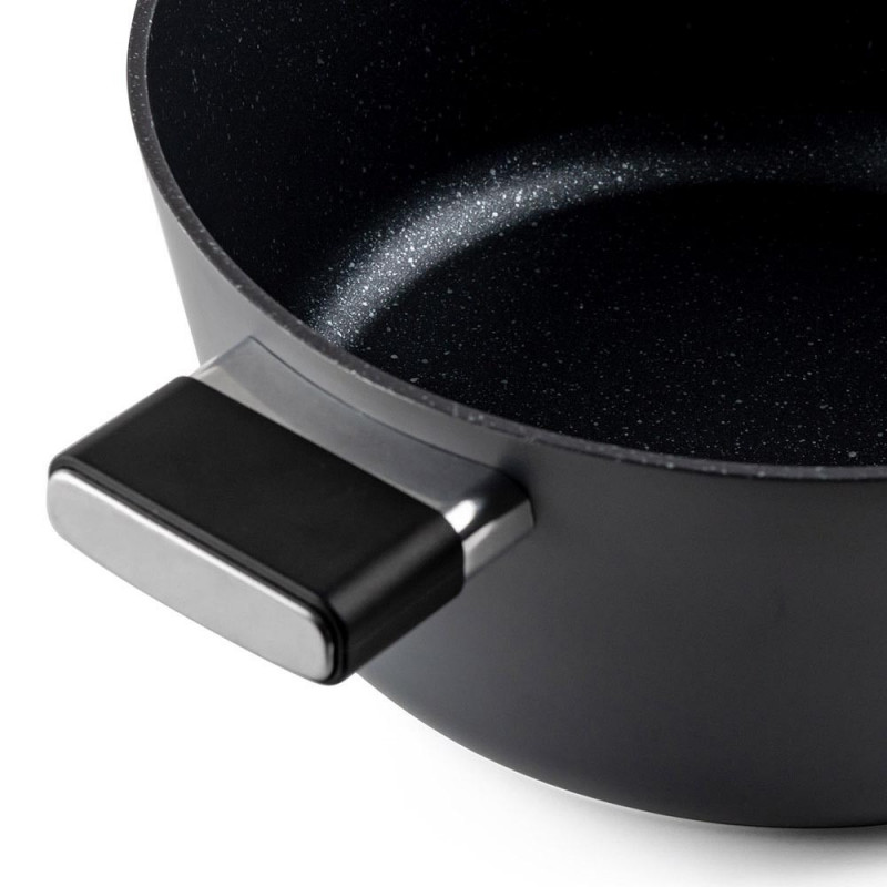 Cratiță Luigi Ferrero Regina FR-2840, 28x12.5 cm, 6.5 l, Acoperire neaderentă din marmură, Capac din sticlă cu orificiu pentru abur, Inducție, Negru