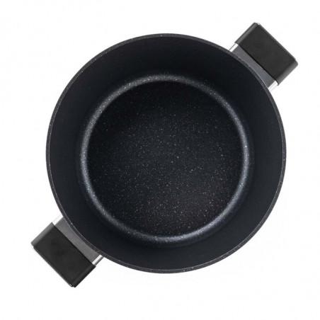 Cratiță Luigi Ferrero Regina FR-2840, 28x12.5 cm, 6.5 l, Acoperire neaderentă din marmură, Capac din sticlă cu orificiu pentru abur, Inducție, Negru
