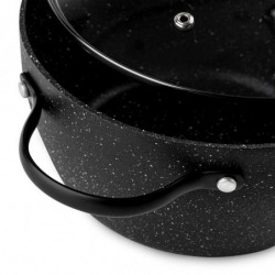 Cratiță Luigi Ferrero Symphony FR-2010, 20x10.5 cm, 2.6 l, Acoperire antiaderentă, Capac din sticlă cu gaură pentru abur, Mânere din oțel cu PVD, Inducție, Marmură neagră