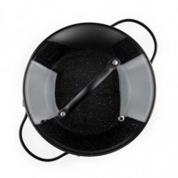 Cratiță Luigi Ferrero Symphony FR-2010, 20x10.5 cm, 2.6 l, Acoperire antiaderentă, Capac din sticlă cu gaură pentru abur, Mânere din oțel cu PVD, Inducție, Marmură neagră