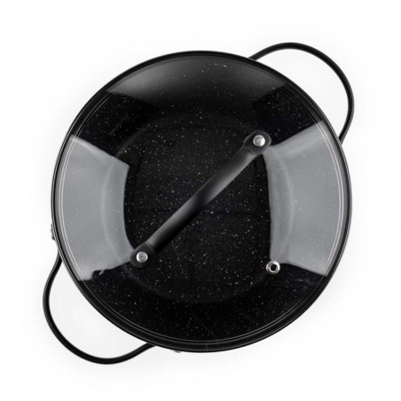 Cratiță Luigi Ferrero Symphony FR-2010, 20x10.5 cm, 2.6 l, Acoperire antiaderentă, Capac din sticlă cu gaură pentru abur, Mânere din oțel cu PVD, Inducție, Marmură neagră