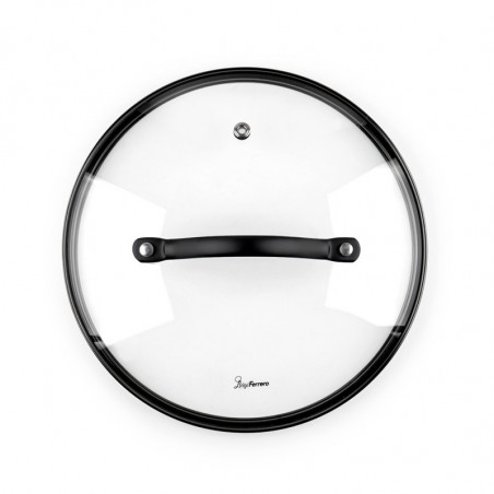 Cratiță Luigi Ferrero Symphony FR-2010, 20x10.5 cm, 2.6 l, Acoperire antiaderentă, Capac din sticlă cu gaură pentru abur, Mânere din oțel cu PVD, Inducție, Marmură neagră