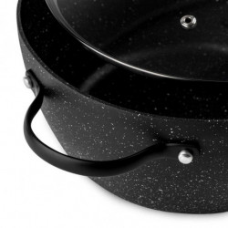 Cratiță Luigi Ferrero Symphony FR-2410, 24x11.5 cm, 4.3 l, Acoperire antiaderentă, Capac din sticlă cu gaură pentru abur, Mânere din oțel cu PVD, Inducție, Marmură neagră