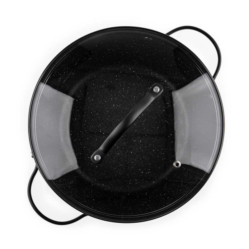 Cratiță Luigi Ferrero Symphony FR-2410, 24x11.5 cm, 4.3 l, Acoperire antiaderentă, Capac din sticlă cu gaură pentru abur, Mânere din oțel cu PVD, Inducție, Marmură neagră