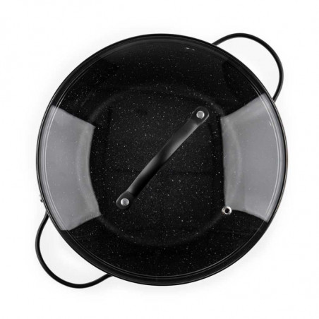 Cratiță Luigi Ferrero Symphony FR-2410, 24x11.5 cm, 4.3 l, Acoperire antiaderentă, Capac din sticlă cu gaură pentru abur, Mânere din oțel cu PVD, Inducție, Marmură neagră